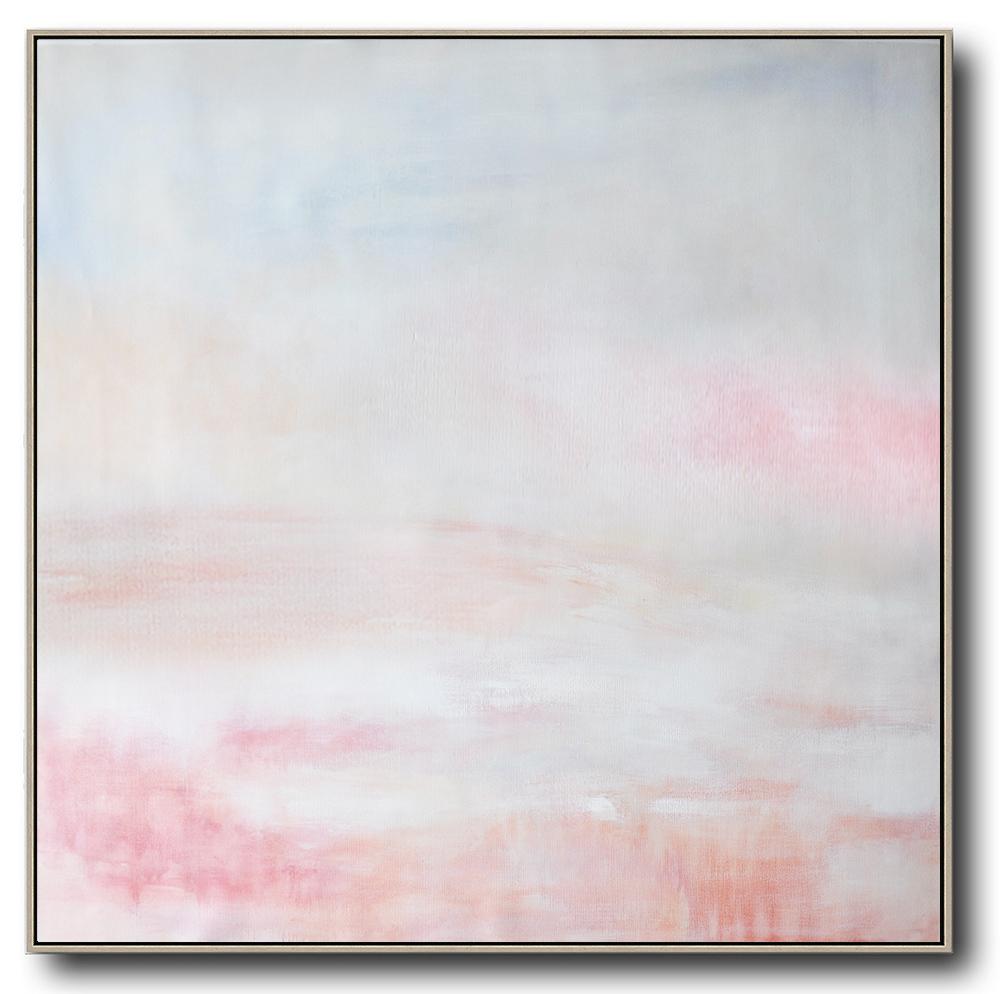 Hand Made Abstract Art,Oversized Abstract Painting,Large Canvas Art,White,Gray,Pink.etc